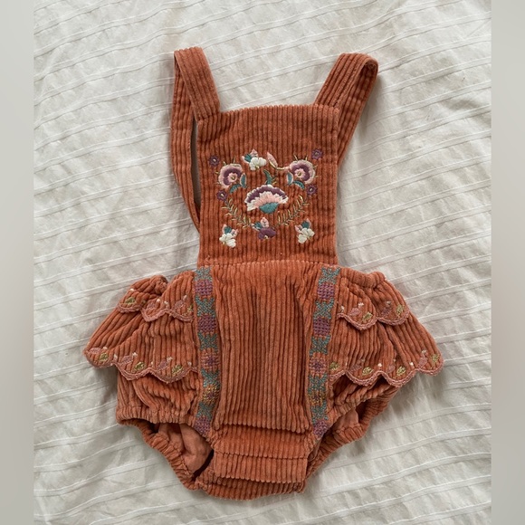 Louise Misha Embroidered Corduroy Romper - Picture 1 of 6